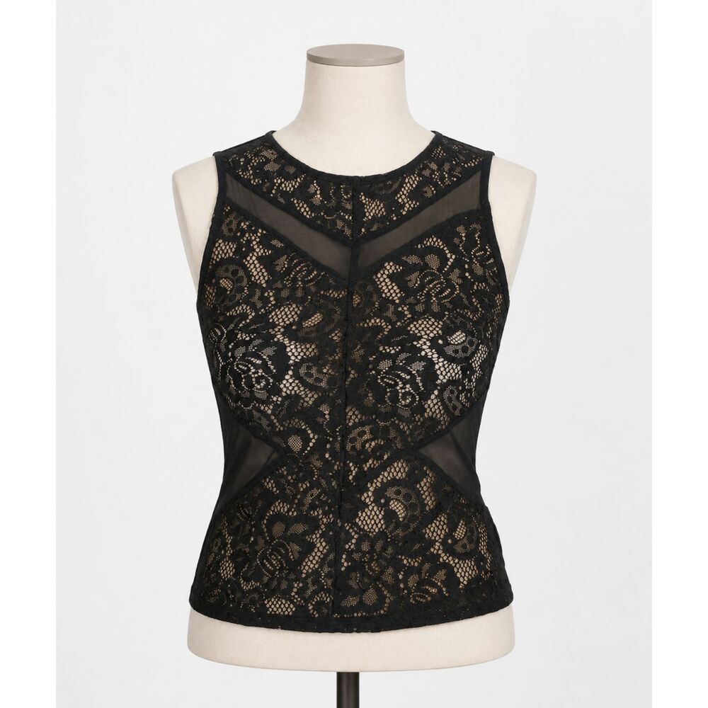 TopShop All Over Lace Sheer Sleeveless Top w/Paneled Inserts Size 6 NWT